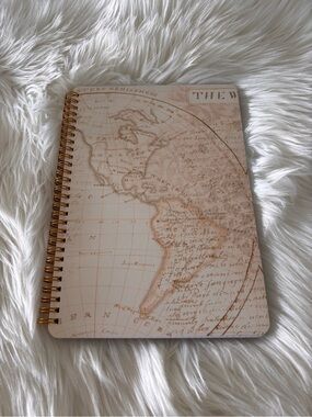 NEW Spiral Notebook - Vintage Map Design in Beige with Gold Coil